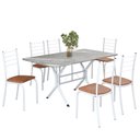 Ver imagem 2 de Conjunto Sala de Jantar Mesa Retangular 140x75cm Tampo Granito Topázio 6 Cadeiras Rio