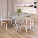 Ver imagem 1 de Conjunto Sala de Jantar Mesa Retangular 140x75cm Tampo Granito Topázio 6 Cadeiras Rio