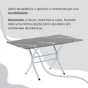 Ver mais imagens de Conjunto Sala de Jantar Mesa Retangular 140x75cm Tampo Granito Topázio 6 Cadeiras Rio Branco/C. Marrom