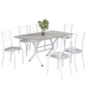 Ver imagem 2 de Conjunto Sala de Jantar Mesa Retangular 140x75cm Tampo Granito Topázio 6 Cadeiras Rio