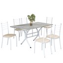 Ver imagem 2 de Conjunto Sala de Jantar Mesa Retangular 140x75cm Tampo Granito Topázio 6 Cadeiras Rio