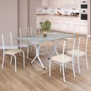 Ver imagem 1 de Conjunto Sala de Jantar Mesa Retangular 140x75cm Tampo Granito Topázio 6 Cadeiras Rio