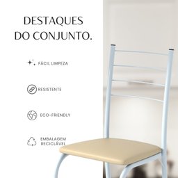 Conjunto Sala de Jantar Mesa Retangular 140x75cm Tampo Granito Topázio 6 Cadeiras Rio - 10