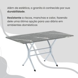 Conjunto Sala de Jantar Mesa Retangular 140x75cm Tampo Granito Topázio 6 Cadeiras Rio - 8
