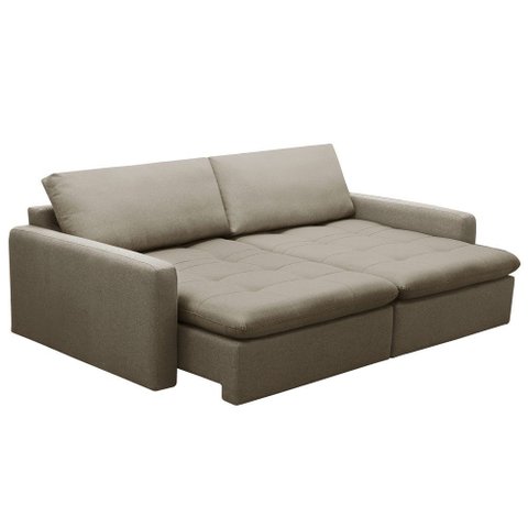 Sofá Cama Retrátil para Sala de Estar 3 Lugares 240cm Stefan F04 Linho Cru - Lyam Decor