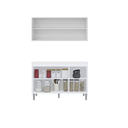 Ver imagem 2 de Balcão120 Mt Manu e Armário Aéreo Andréia com Puxadores Embutidos Branco Ajl