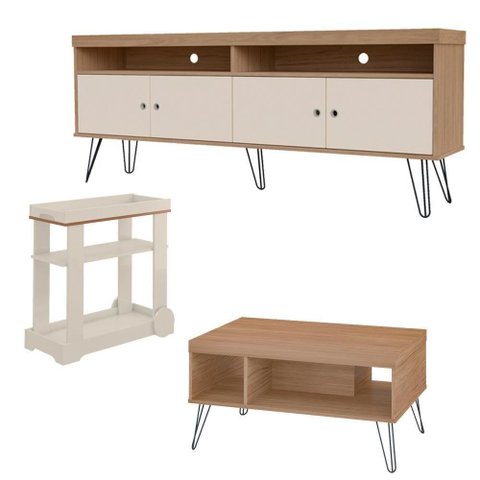 Rack Mesa de Centro Carrinho Rmc4642 Arly Carvalho Off White