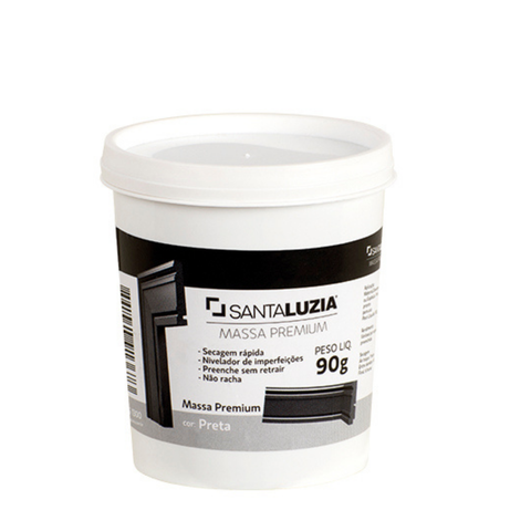 Massa Flex para Acabamento Cor Preta Pote 90g Santa Luzia:preta