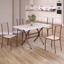 Ver imagem 1 de Conjunto Sala de Jantar Mesa Retangular 100x60cm Tampo Madeira Mdp 4 Cadeiras Rio