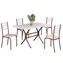 Ver imagem 2 de Conjunto Sala de Jantar Mesa Retangular 100x60cm Tampo Madeira MDP 4 Cadeiras Rio Marrom/Creme