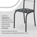 Ver imagem 6 de Conjunto Sala de Jantar Mesa Retangular 100x60cm Tampo Madeira MDP 4 Cadeiras Rio Preto/Floral/Fosco