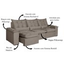 Ver imagem 4 de Sofá 5 Lugares Retrátil e Reclinável Atlantis Veludo