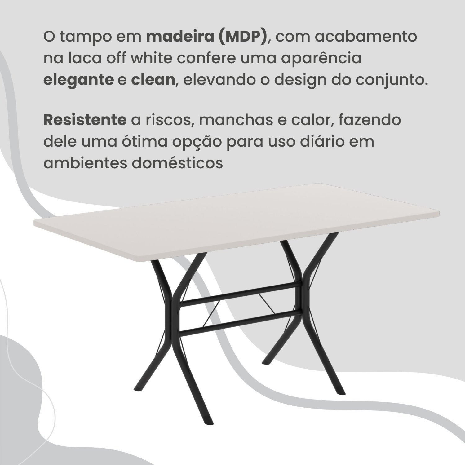 Conjunto Sala de Jantar Mesa Retangular 100x60cm Tampo Madeira Mdp 4 Cadeiras Rio - 8