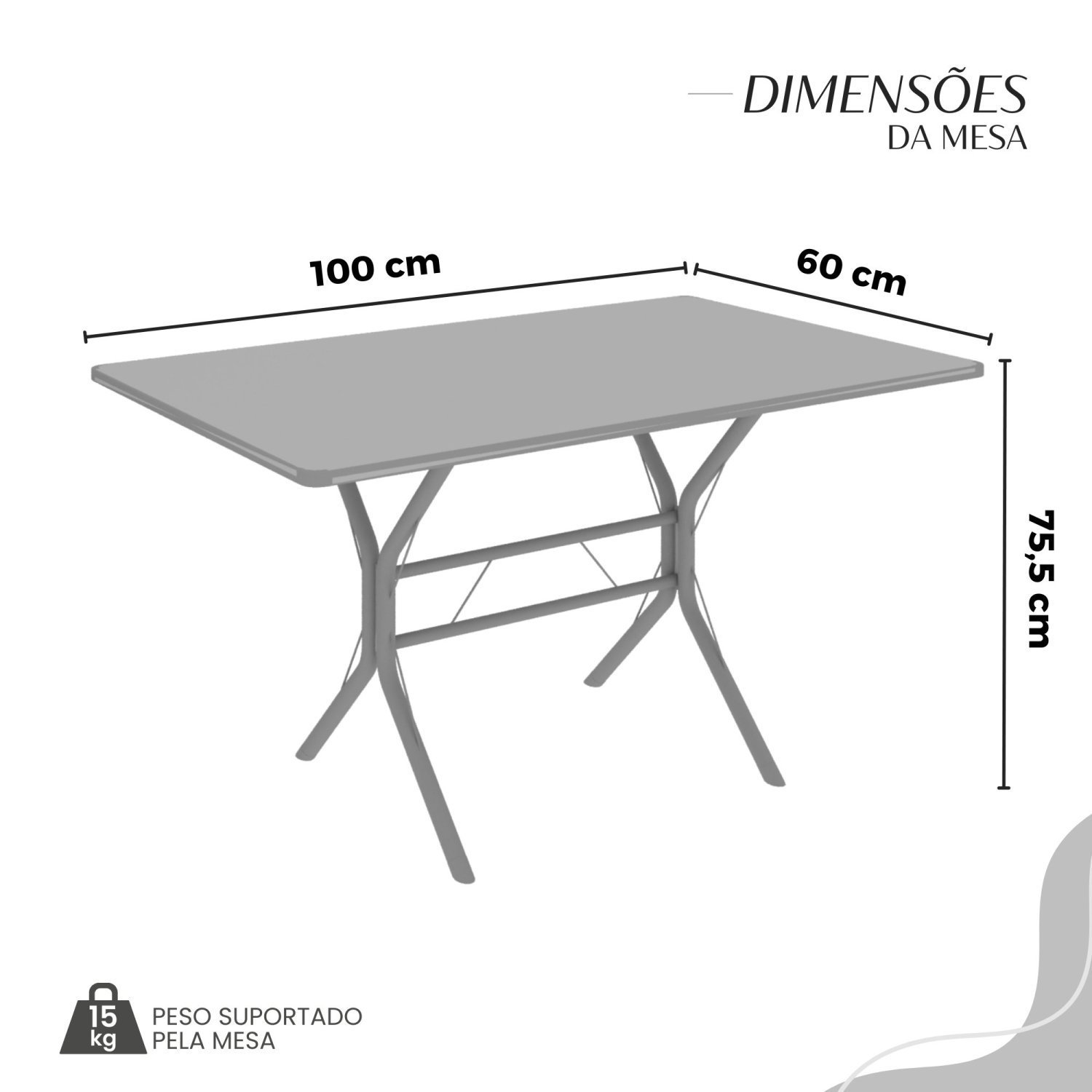 Conjunto Sala de Jantar Mesa Retangular 100x60cm Tampo Madeira Mdp 4 Cadeiras Rio - 3