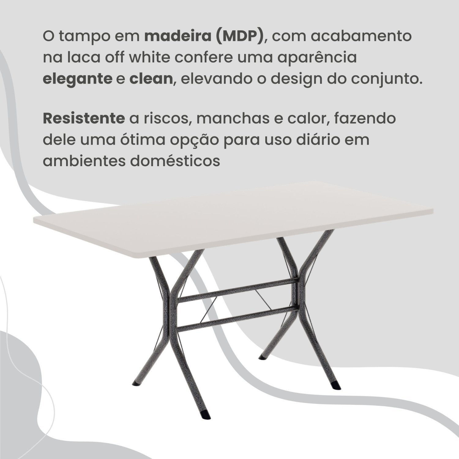 Conjunto Sala de Jantar Mesa Retangular 100x60cm Tampo Madeira Mdp 4 Cadeiras Rio - 8