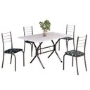 Ver imagem 2 de Conjunto Sala de Jantar Mesa Retangular 100x60cm Tampo Madeira MDP 4 Cadeiras Rio Prata/Preto Floral/Mart