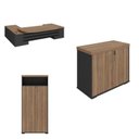 Ver imagem 2 de Conjunto 3 Peças com Mesa para Escritório Presidente Marrom/Nogal/Preto Artany