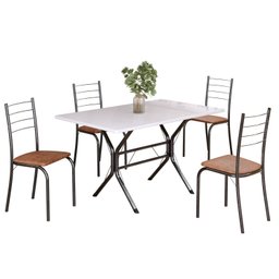 Conjunto Sala de Jantar Mesa Retangular 100x60cm Tampo Madeira Mdp 4 Cadeiras Rio - 2