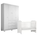Ver imagem 1 de Berço Americano Mini Cama Mel com Guarda Roupa Duda 4 Portas Branco Brilho – Phoenix Baby