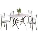 Ver imagem 2 de Conjunto Sala de Jantar Mesa Retangular 100x60cm Tampo Madeira Mdp 4 Cadeiras Rio