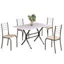 Ver imagem 2 de Conjunto Sala de Jantar Mesa Retangular 100x60cm Tampo Madeira Mdp 4 Cadeiras Rio