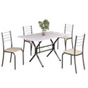 Ver imagem 2 de Conjunto Sala de Jantar Mesa Retangular 100x60cm Tampo Madeira Mdp 4 Cadeiras Rio