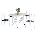 Ver imagem 2 de Conjunto Sala de Jantar Mesa Retangular 100x60cm Tampo Madeira MDP 4 Cadeiras Rio Branco/Preto Floral