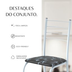 Conjunto Sala de Jantar Mesa Retangular 100x60cm Tampo Madeira Mdp 4 Cadeiras Rio - 10 Conjunto Sala de Jantar Mesa Retangular 100x60cm Tampo Madeira Mdp 4 Cadeiras Rio - 10