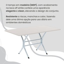 Conjunto Sala de Jantar Mesa Retangular 100x60cm Tampo Madeira Mdp 4 Cadeiras Rio - 8 Conjunto Sala de Jantar Mesa Retangular 100x60cm Tampo Madeira Mdp 4 Cadeiras Rio - 8