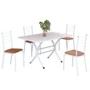Ver imagem 2 de Conjunto Sala de Jantar Mesa Retangular 100x60cm Tampo Madeira MDP 4 Cadeiras Rio Branco/C. Marrom