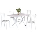 Ver imagem 2 de Conjunto Sala de Jantar Mesa Retangular 100x60cm Tampo Madeira Mdp 4 Cadeiras Rio