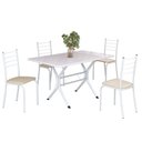 Ver imagem 2 de Conjunto Sala de Jantar Mesa Retangular 100x60cm Tampo Madeira MDP 4 Cadeiras Rio Branco/Creme