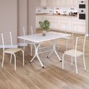 Ver imagem 1 de Conjunto Sala de Jantar Mesa Retangular 100x60cm Tampo Madeira Mdp 4 Cadeiras Rio