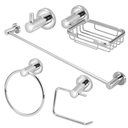 Ver imagem 1 de Kit Acessórios Banheiro Completo Metal Cromado 5 Peças Luxo