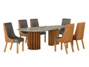 Ver imagem 1 de Conjunto Sala de Jantar Mesa Orgânica 200cm 6 Cadeiras Belle com Tampo Vidro Cinamomo/Sintético Terr