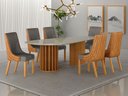 Ver imagem 7 de Conjunto Sala de Jantar Mesa Orgânica 200cm 6 Cadeiras Belle com Tampo Vidro Cinamomo/Sintético Terr