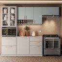 Ver imagem 1 de Cozinha Modulada 4 Peças 8 Portas 4 Gavetas Nicho p/Forno MDF Rodapé em PVC Essence Itatiaia Cinza/Fendi/Gris