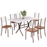 Conjunto Sala de Jantar Mesa Retangular 140x75cm Tampo Madeira Mdp 6 Cadeiras Rio - 2
