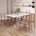 Ver imagem 1 de Conjunto Sala de Jantar Mesa Retangular 140x75cm Tampo Madeira Mdp 6 Cadeiras Rio