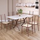 Ver imagem 1 de Conjunto Sala de Jantar Mesa Retangular 140x75cm Tampo Madeira Mdp 6 Cadeiras Rio