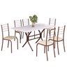 Conjunto Sala de Jantar Mesa Retangular 140x75cm Tampo Madeira Mdp 6 Cadeiras Rio - 2