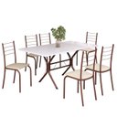 Ver imagem 2 de Conjunto Sala de Jantar Mesa Retangular 140x75cm Tampo Madeira Mdp 6 Cadeiras Rio