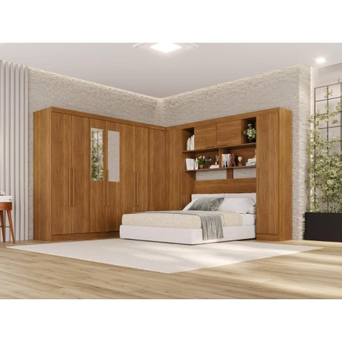Guarda-Roupa Casal Modulado de Canto com Espelho 11 Portas Multimóveis Cinamomo