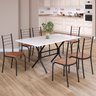 Conjunto Sala de Jantar Mesa Retangular 140x75cm Tampo Madeira Mdp 6 Cadeiras Rio - 1
