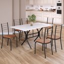 Ver imagem 1 de Conjunto Sala de Jantar Mesa Retangular 140x75cm Tampo Madeira Mdp 6 Cadeiras Rio