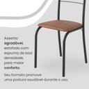 Ver imagem 6 de Conjunto Sala de Jantar Mesa Retangular 140x75cm Tampo Madeira MDP 6 Cadeiras Rio Preto/C. Marrom/Fosco