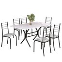 Ver imagem 2 de Conjunto Sala de Jantar Mesa Retangular 140x75cm Tampo Madeira Mdp 6 Cadeiras Rio