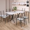 Conjunto Sala de Jantar Mesa Retangular 140x75cm Tampo Madeira Mdp 6 Cadeiras Rio - 1