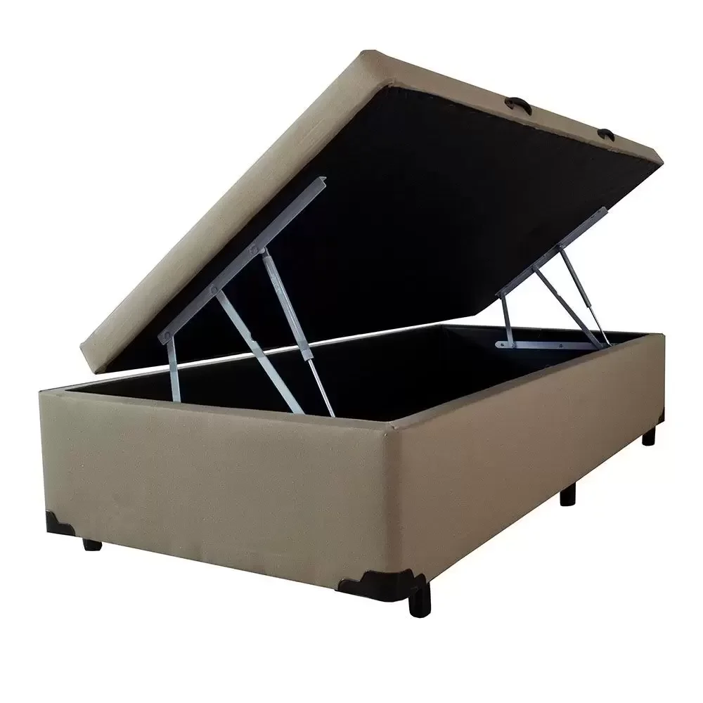 Cama Box Baú Solteiro Suede 78x188cm - Genki Kenko Colchões:areia - 4