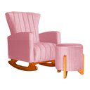 Ver imagem 1 de Poltrona Balanço C/ Puff Melinda Suede Rosa Barbie - Lm Decor
